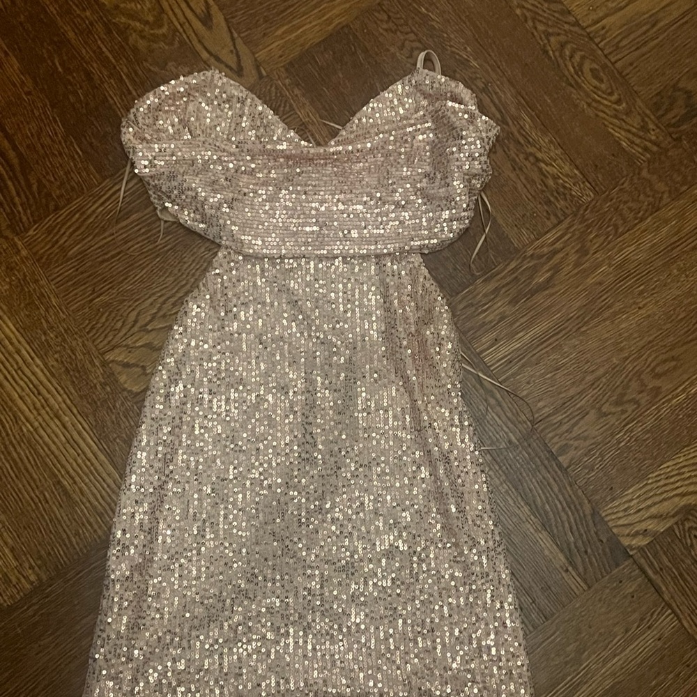 Gold Windsor winter sequin dress